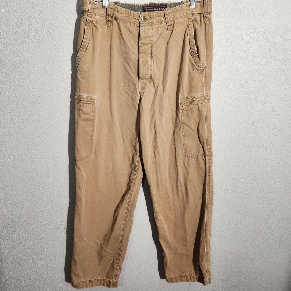 Abercrombie & Fitch Pants Mens 32L Tan Cargo Utility Outdoor Rugged Workwear